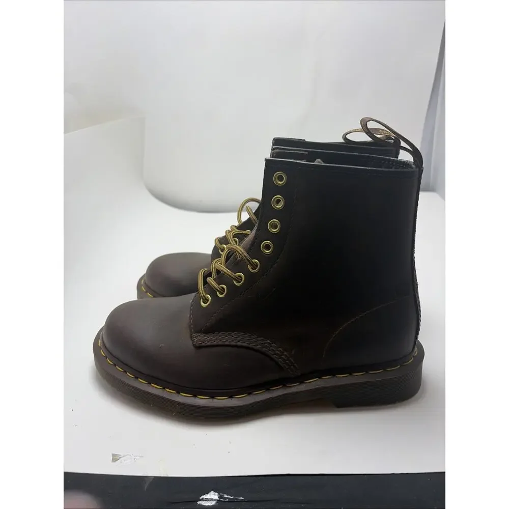 Dr. Martens 11822 Brown Leather Combat Boots Men's US Size 8 Women's 9 AirWair
